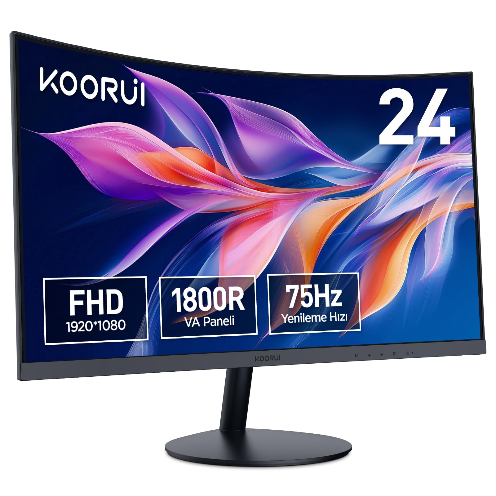KOORUI Kavisli Monitör 24 inç, Full HD, VA panel, 60Hz, eğrilik