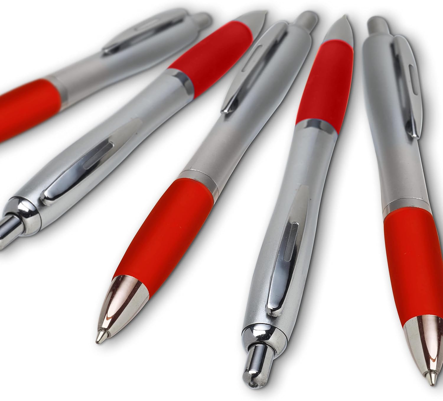 Personalized Ballpoint Pens with Rubber Grip and Black Ink, Pack of 10 by DISCOUNT PROMOS - Ergonomic Design, Ideal for Office & Bulk Writing– Red