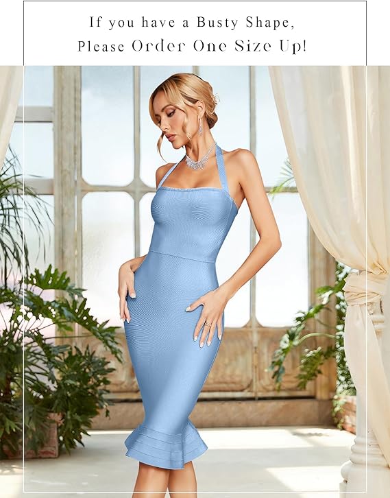 Houstil V-Neck Halter Bandage Dress