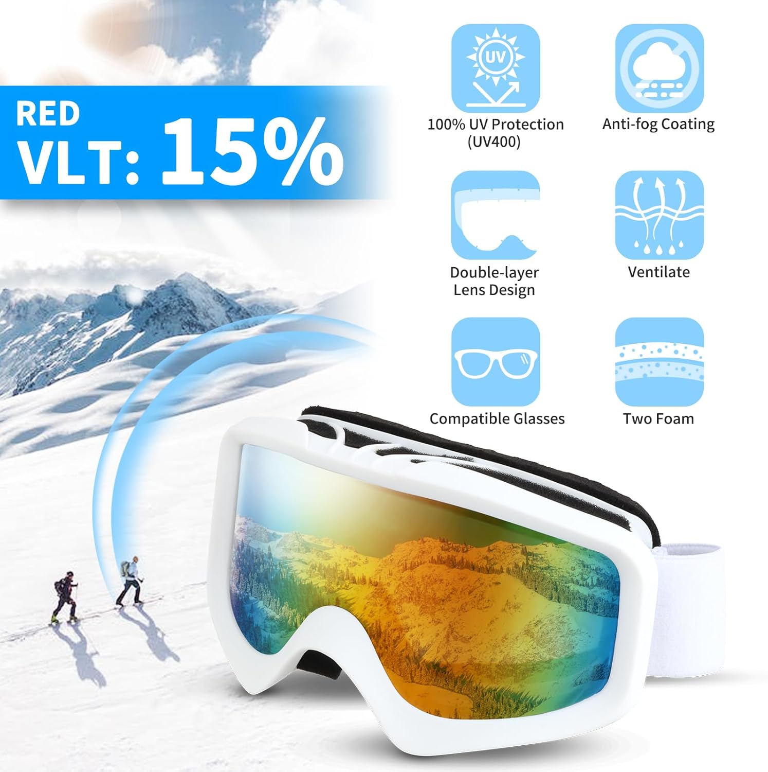 Tactical Eyewear Anti Fog, Plus with OTG Ski Goggle for Adults Men Women