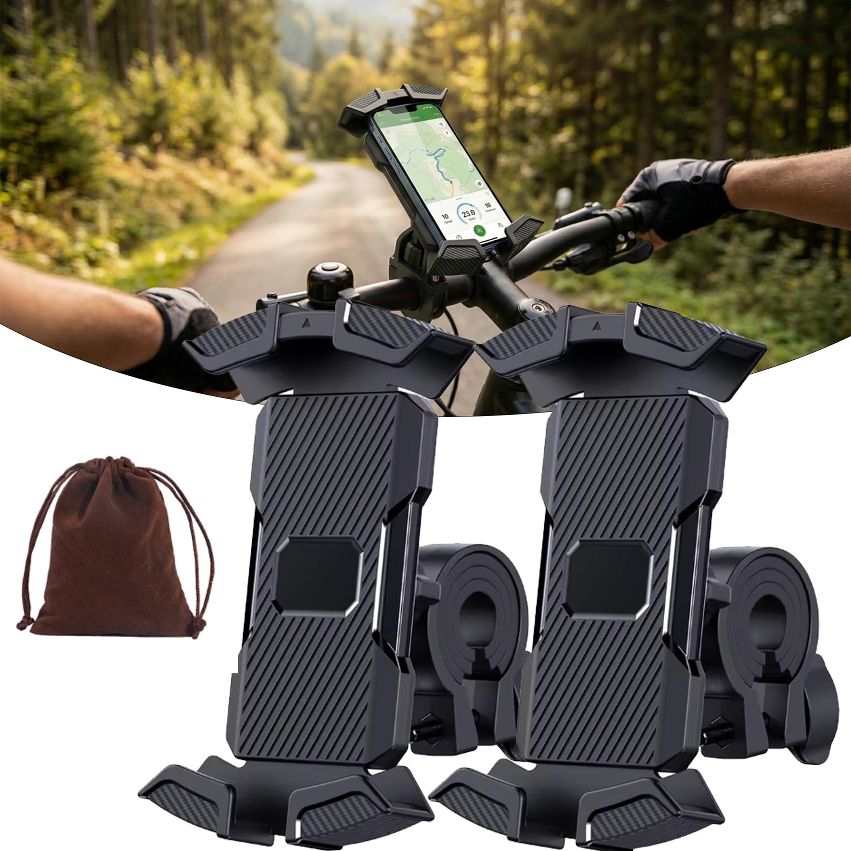 Generisch Beyerwerk Velogrip Fahrrad Handyhalterung, 360° Universal Handyhalter für Radfahrer & Pendler, Halterung mit Schnellverschluss, Stoßfeste Bike & Motorrad Smartphone (2PC)