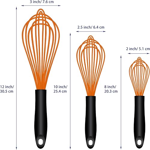 Miniatura 30 de Batidor de silicona morado apto para lavavajillas, diseño sellado impermeable, juego de 3, batidores de cocina profesionales para cocinar Premium