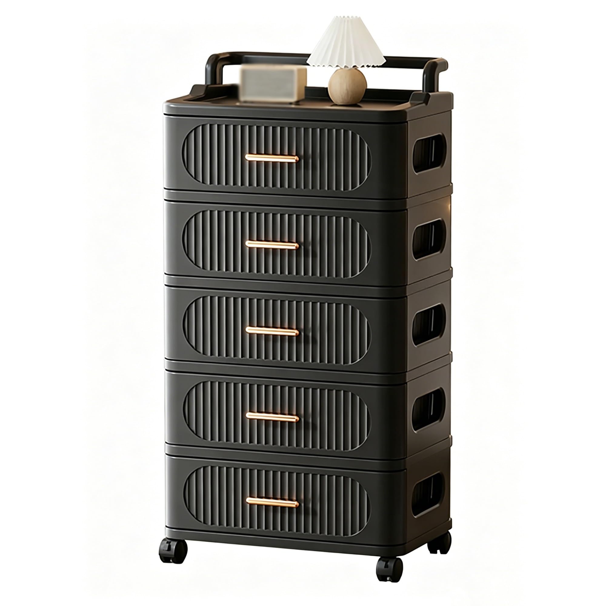 Storage Trolley with Drawers Rolling Storage Cart on Wheels Mobile Organiser Unit Utility Cart for Clothes Toys Snacks(D)