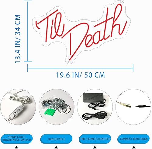 Miniatura 5 de Letreros de neón de Til Death, acrílico transparente con atenuador, letreros luminosos para decoración de interiores y dormitorio, pared, bar,