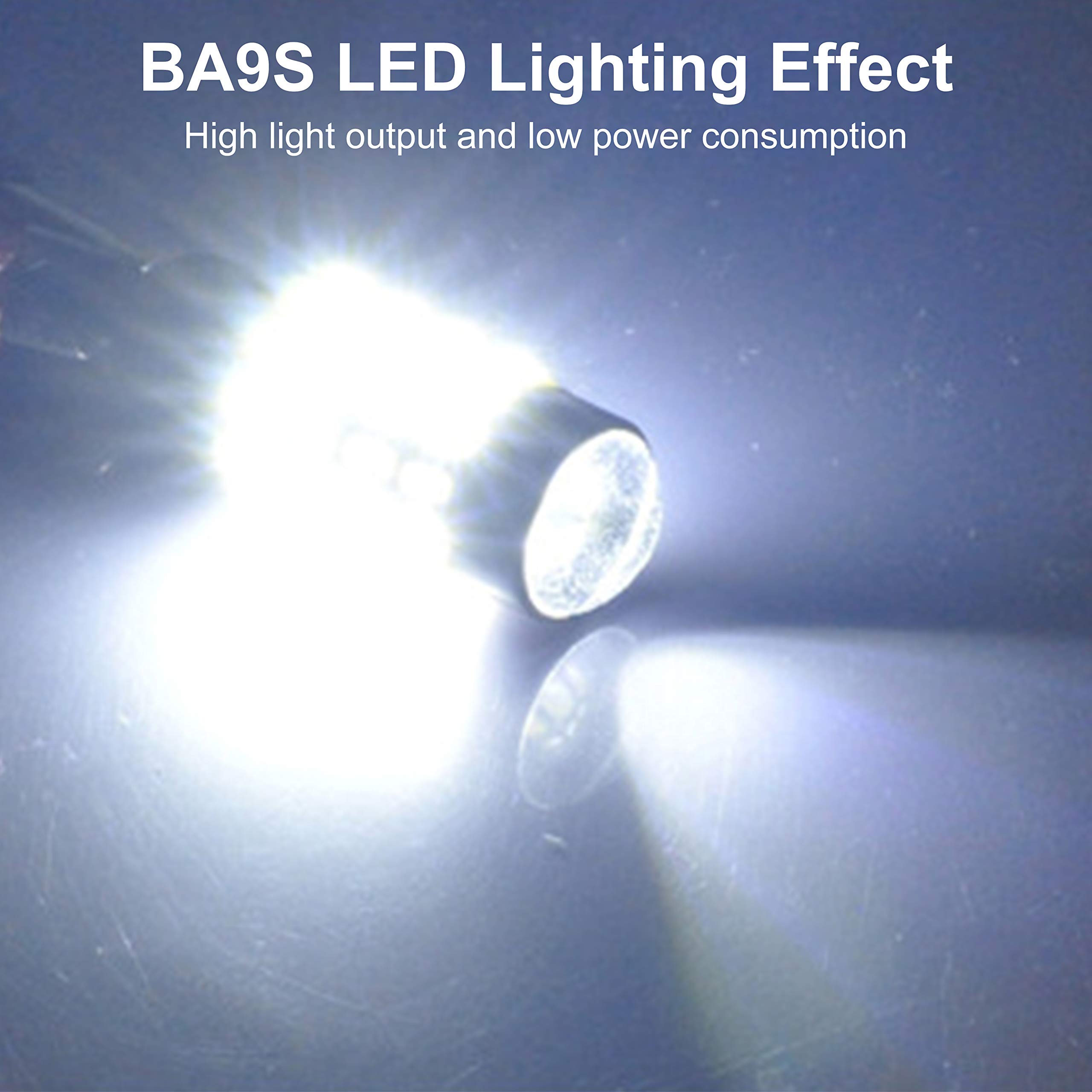 QAUBEN 10pcs BA9S LED Bulb 12-24V Super Bright 1000LM 3014 54SMD Chipset 6000K White LED Bulb with Lens Projector for Car Interior Side Door Courtesy Lights Map Lights, Non-polarit 2.9W