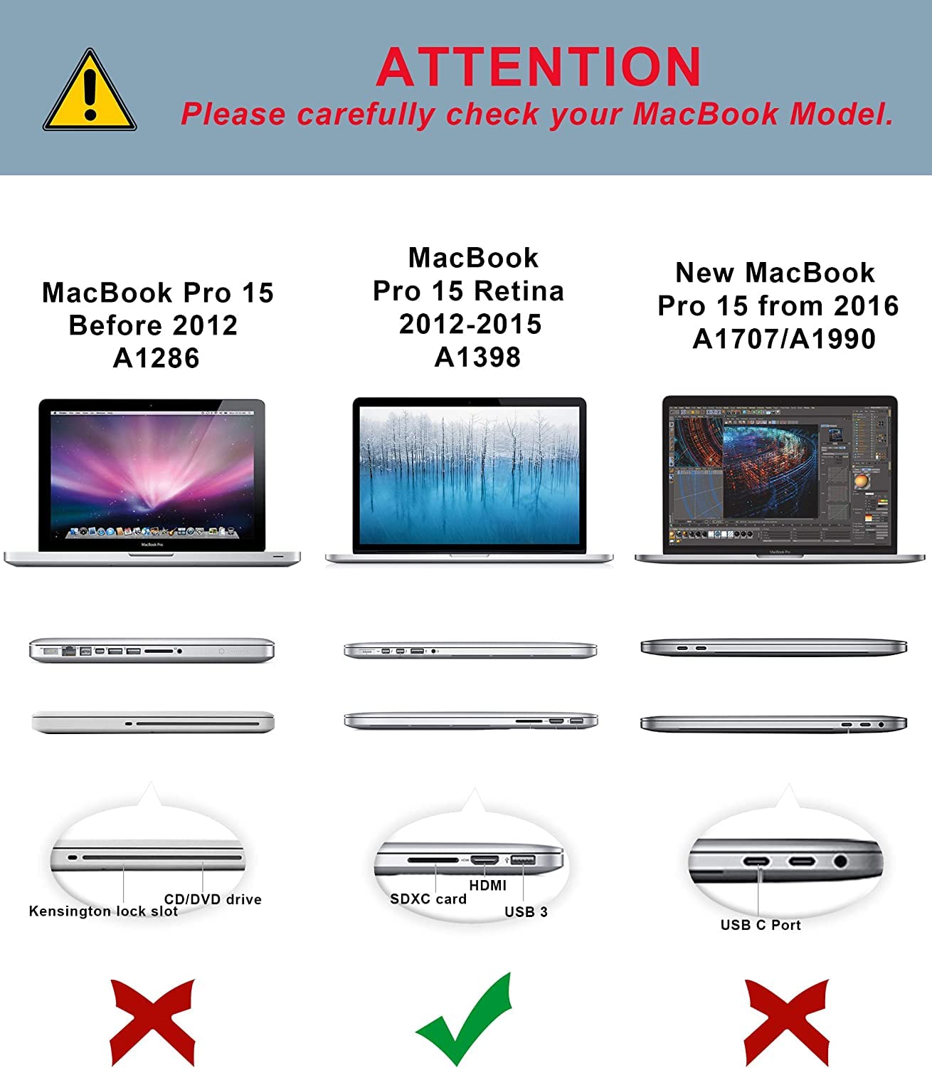 TECOOL Cover MacBook PRO 15 Pollici Retina 2015 2014 2013 2012 Pubblicazione Modello A1398, Case Custodia Rigida Plastica e Copritastiera Layout Italiano in Silicone, Cristallo verde acqua