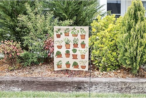 Miniatura 3 de Moslion Bandera de jardín de plantas de 12.5 x 18 pulgadas, plantas botánicas naturales, maceta, hojas de hierbas, follaje, bandera de arpillera,