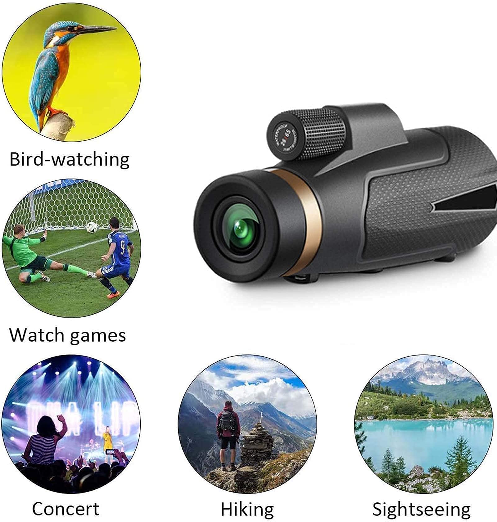 LYGXWJFC Lornetka ze smartfonem Holde 12x50 High Monocular Scope i przenośna luneta dla dorosłych Obserwacja ptaków Hun