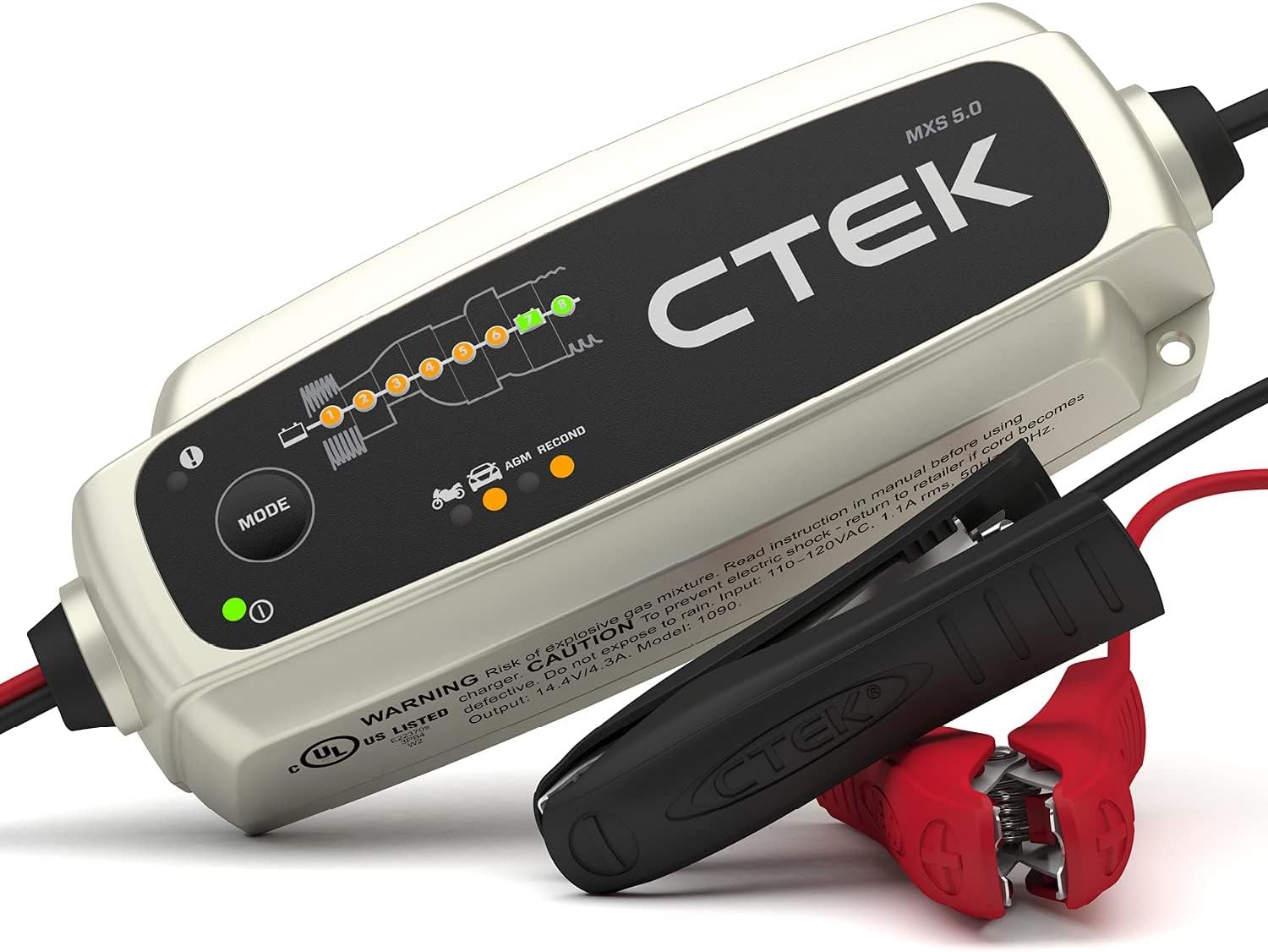 CTEK - 40-206 MXS 5.0 Fully Automatic 4.3 amp Battery Charger and Maintainer 12V | CTEK 56-382 Comfort Connect Indicator Eyelet
