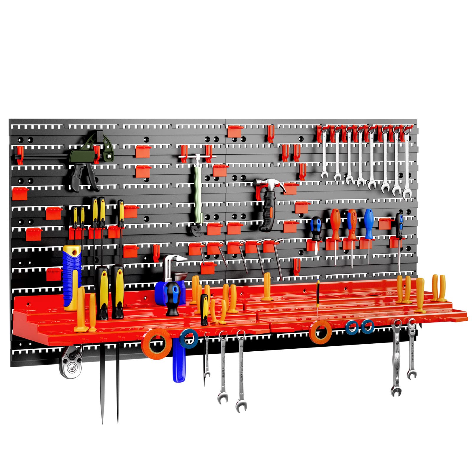 MONZANA® Organizador de Herramientas de Pared 95x54cm Paneles Perforados Ampliables Portaherramientas Sistema Almacenamiento Orden Taller 54 Piezas