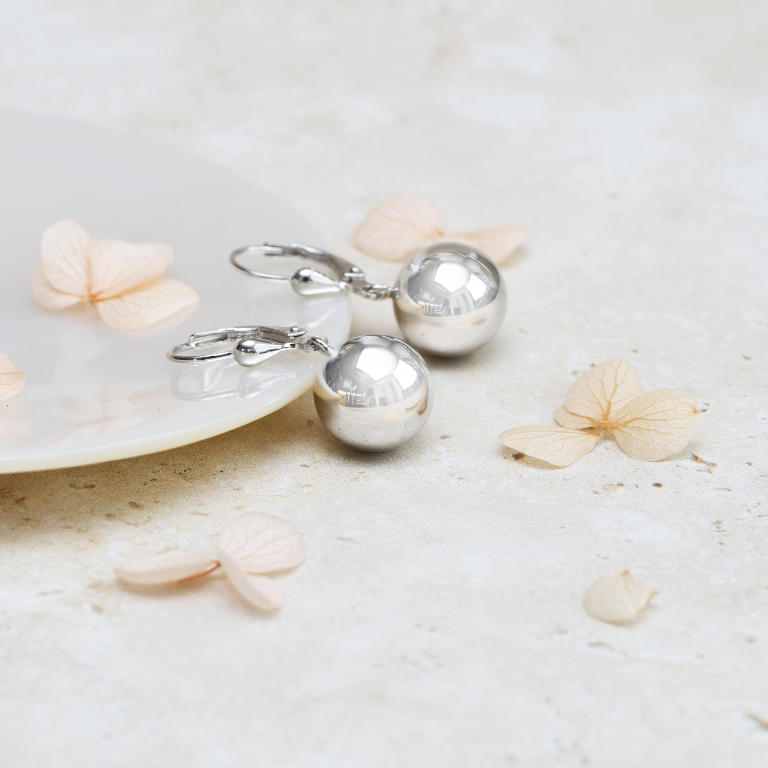 Tuscany Silver Damen Sterling Silber Rund Ball Lever Back Drop Ohrringe