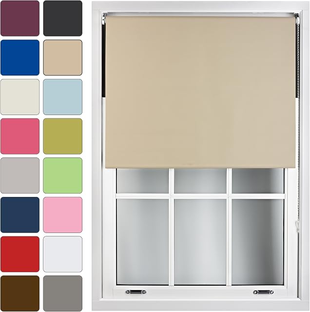 Furnished Blackout Roller Blinds for Windows Custom Made to Measure - Black Out Thermal Fabric Durable Fittings Easy Fit - Roller Blind, Cappuccino, Up To 60cm