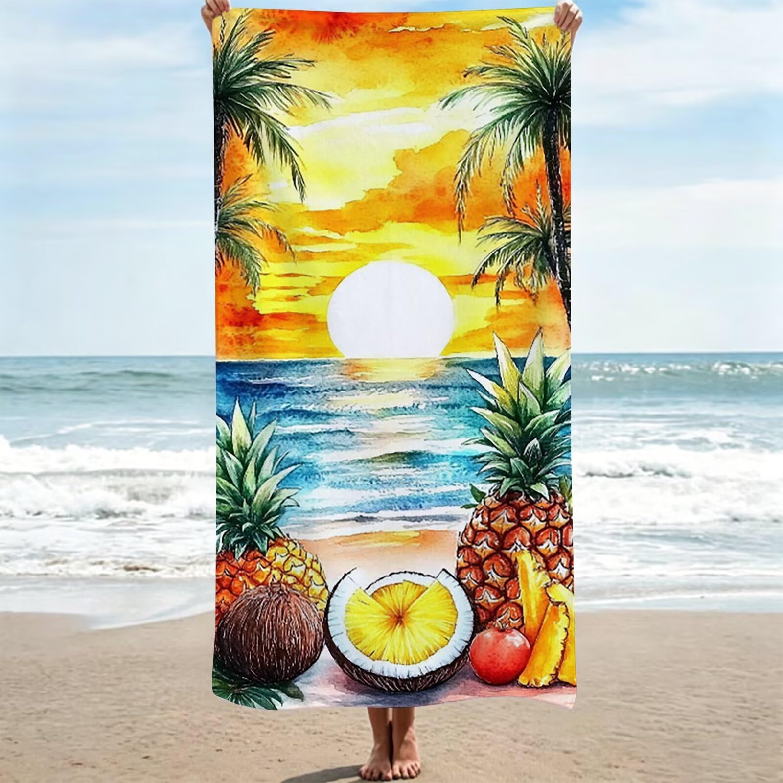 Serviette de bain grande taille anti-sable pour piscine et drap de plage léger