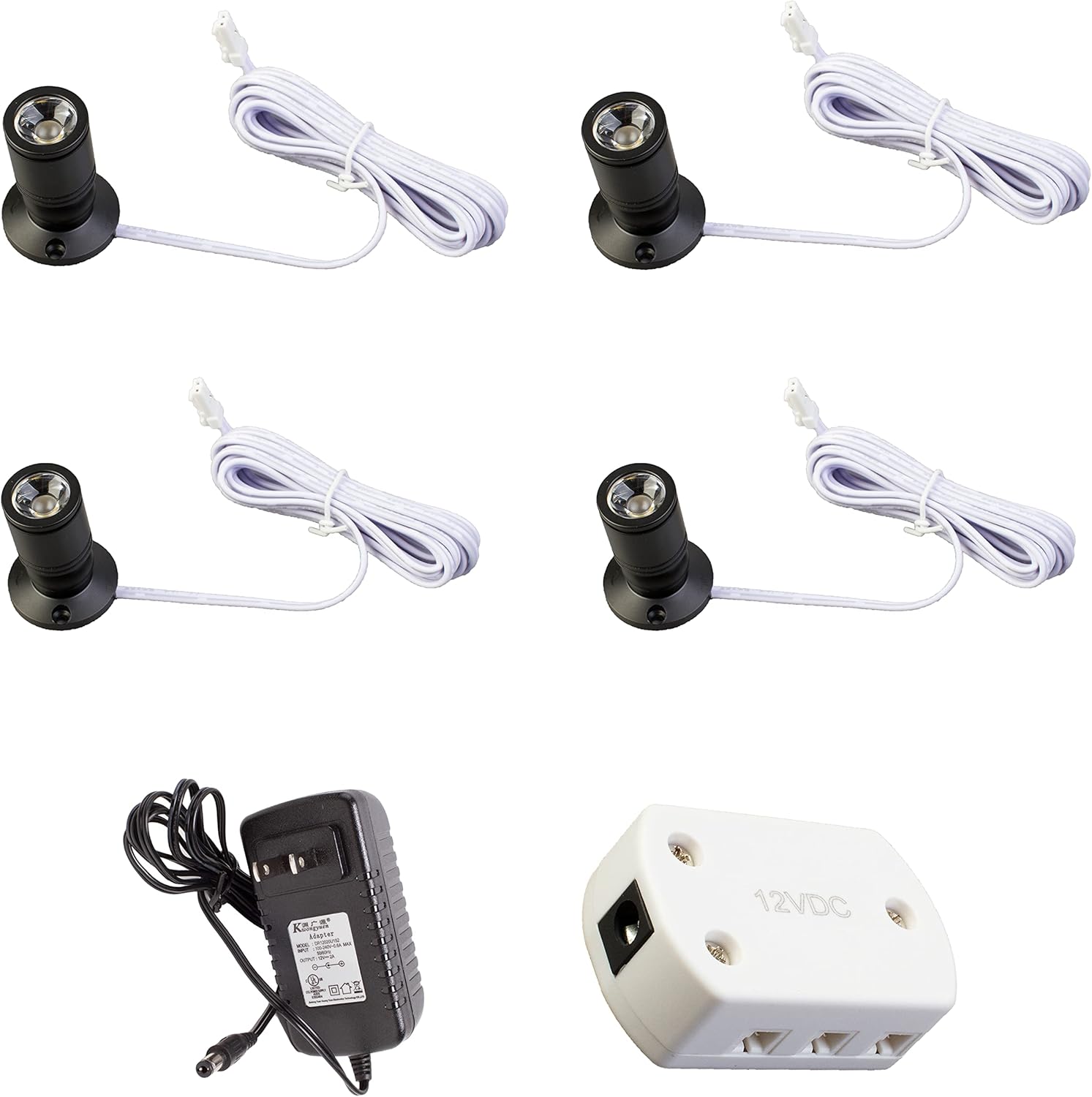 4 Pack Mini Showcase Spotlight, 12v 4000K Jewelry Cabinet Display Case Accent Hobby Light