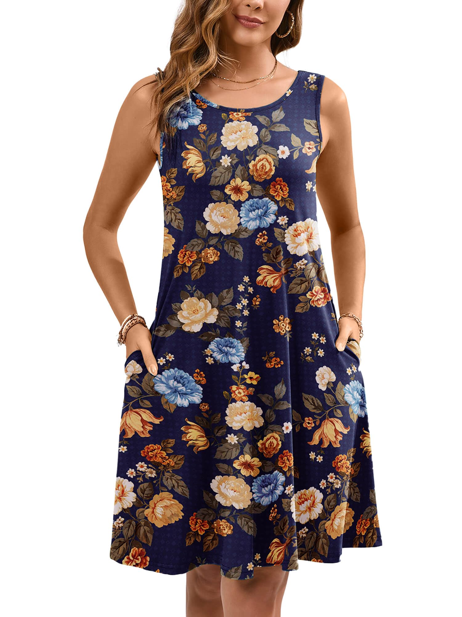 Heymoments Women Sleeveless Summer Beach Dresses with Pockets
