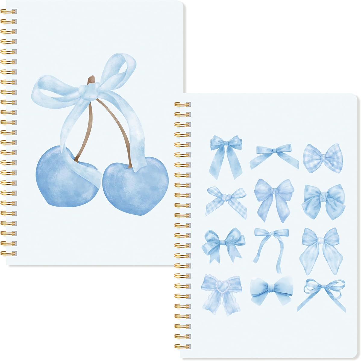 CNhoqc Cuaderno de espiral con forro, 2 piezas Preppy estético de coqueta azul | Cuadernos de diario encuadernados en espiral de tapa dura, papel grueso con reglas universitarias, útiles para el regreso a la escuela, regalo para tomar notas para ella