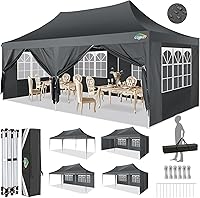Vista 53 de COBIZI 10x10 Gazebos desplegables en oferta 11x11 Tienda de campaña con toldo fácil de montar al aire libre, Gazebo impermeable portátil