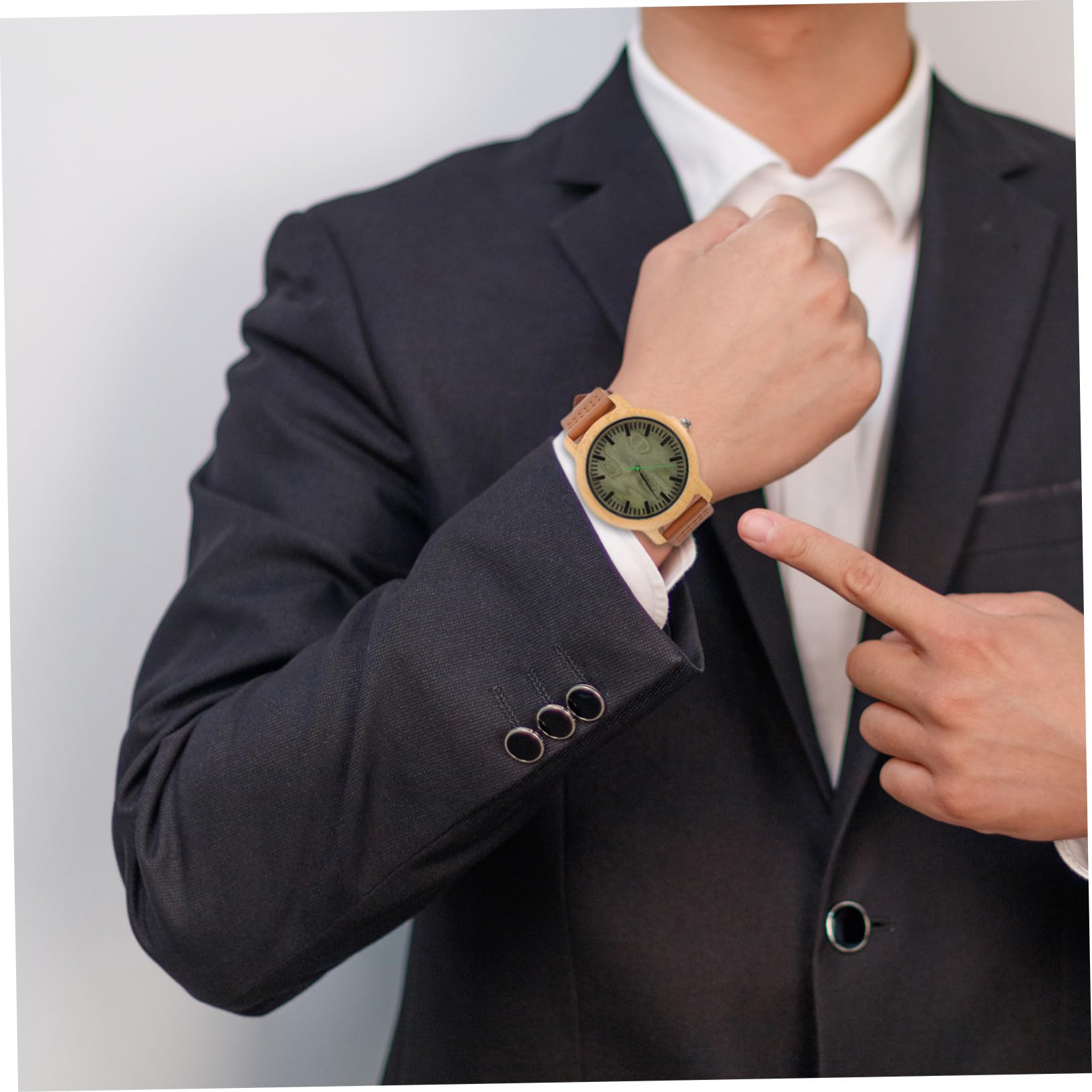 IMIKEYA Orologio da uomo in legno naturale con cinturino in vera pelle, design casual vintage, leggero e resistente, stile elegante per l'uso quotidiano
