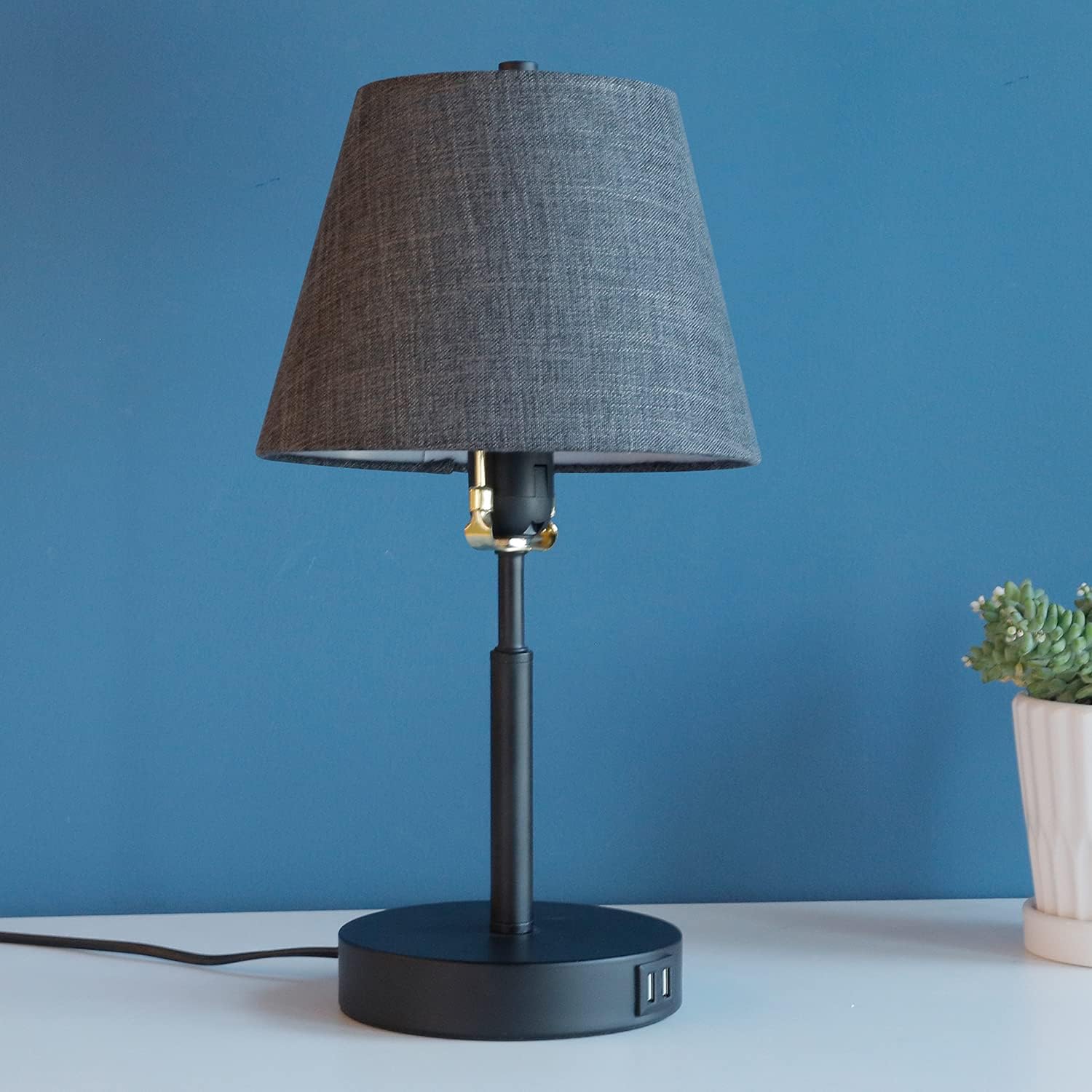 DOSKA Lamp Shade, Barrel Fabric Small Lampshade for Table Lamp and Floor Light, Natural Linen Hand Crafted, Spider (5.5" x 8.7" x 6.3" Dark Grey)