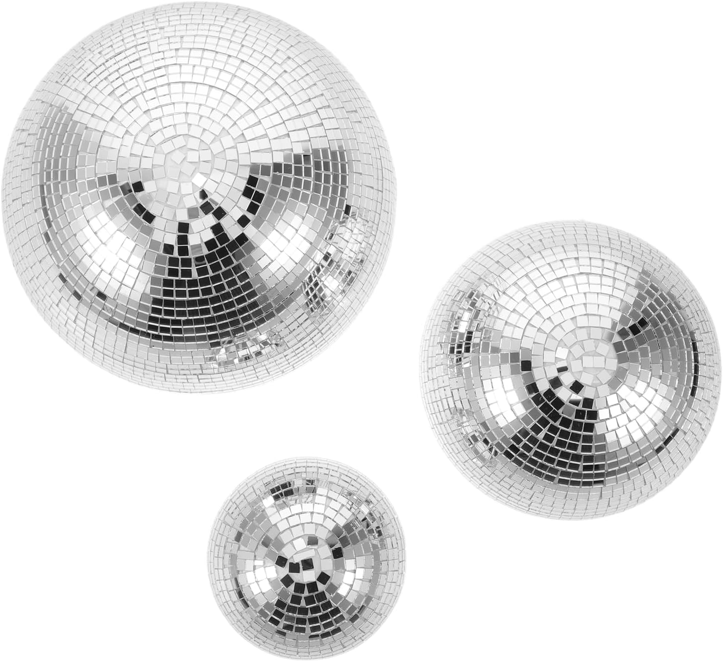 LUOZZY 3pcs Mirror Disco Ball Glass Reflective Hemisphere with Adhesive for Wall Dance Party Wedding Home Decor Silver