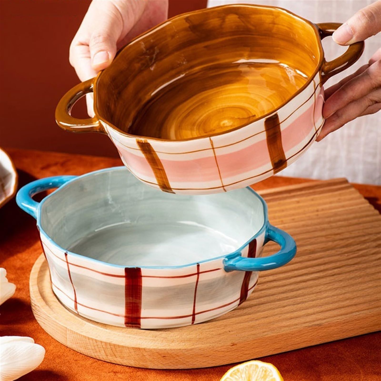 Zastawa stołowa,Pieczenie Naczynia do zapiekania na zapiekanki 560 ml ceramiczne naczynie do pieczenia o dużej pojemności pieczenie w domu miska do ryżu miska sałatkowa talerz zupy naczynie do zapieka