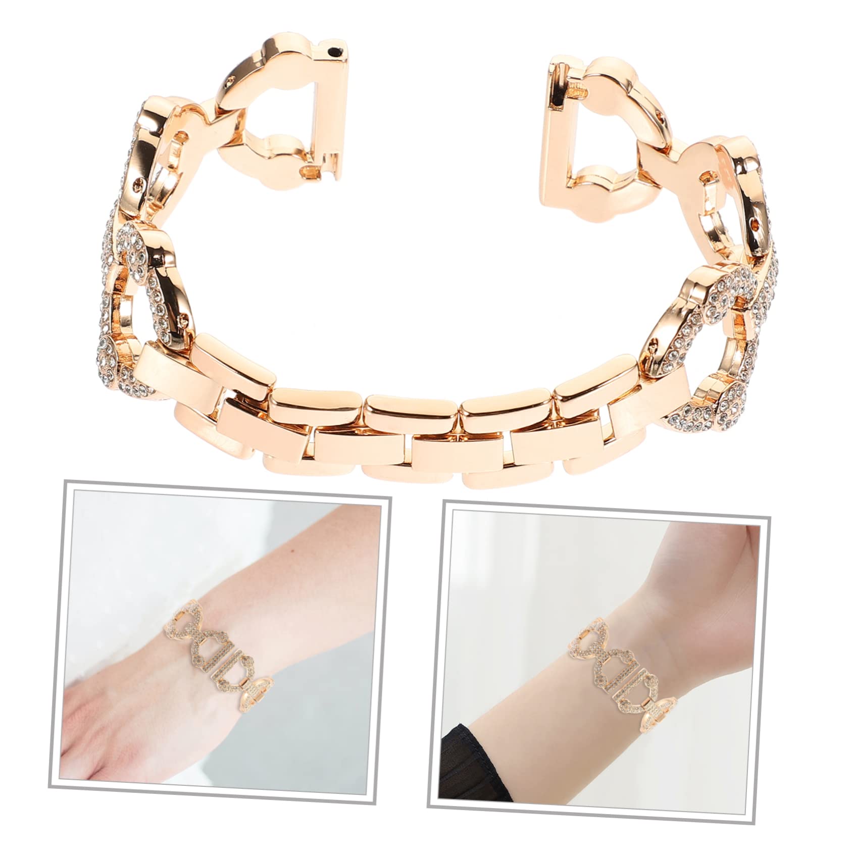Hemobllo 2stücke Metall-armband Mit Strass Für Watch Verstellbar Elegantes Design Aus Langlebigem Leicht Zu Montieren Für Besondere Anlässe