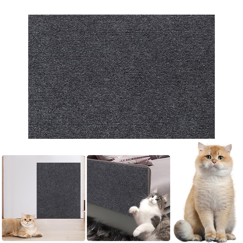 Self-Adhesive Cat Scratching Mat Anti Scratch Cat Furniture Protectors Trimmable Cat Scratching Carpet Reusable Cat Scratching Mat Scratcher Pad for Furniture Sofa Wall (Dark Gray, 40 * 100cm)