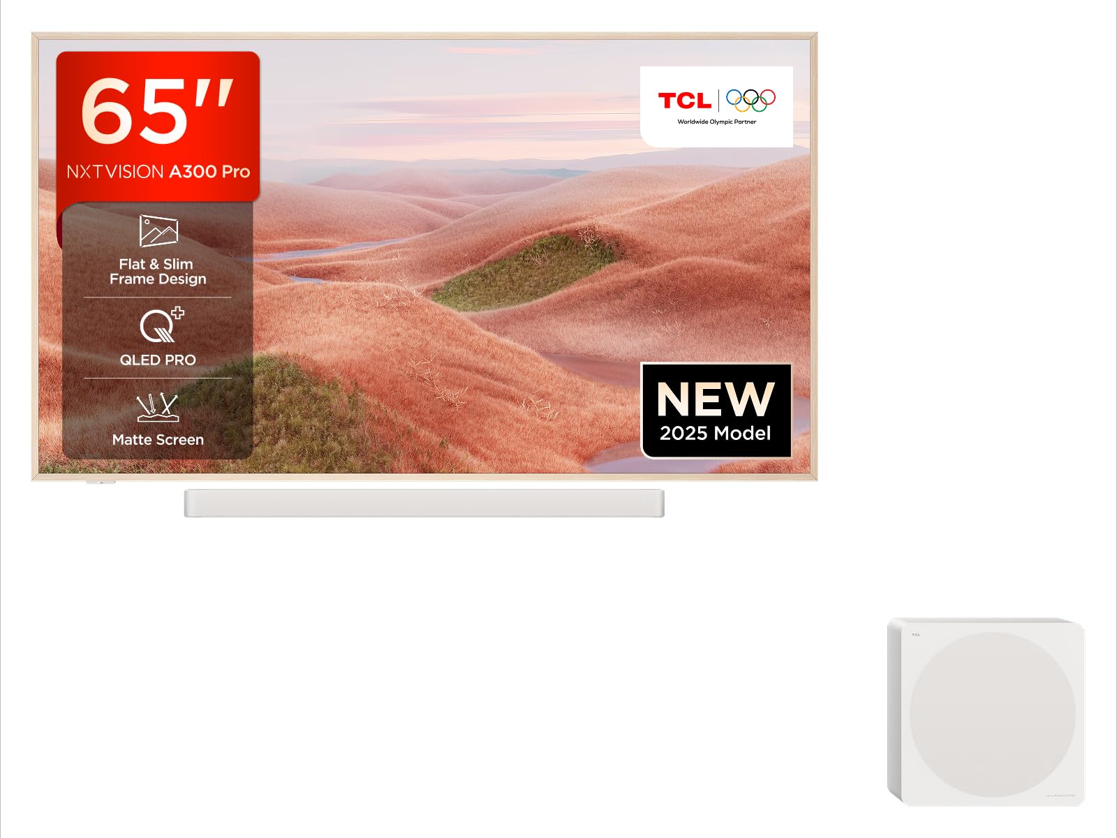TCL NXTVISION A300 PRO 65-inch QLED PRO 4K Ultra HD TV, 4K HDR PRO, matte screen, Google TV (Dolby Vision IQ & Dolby Audio, 144Hz Motion Clarity Pro)