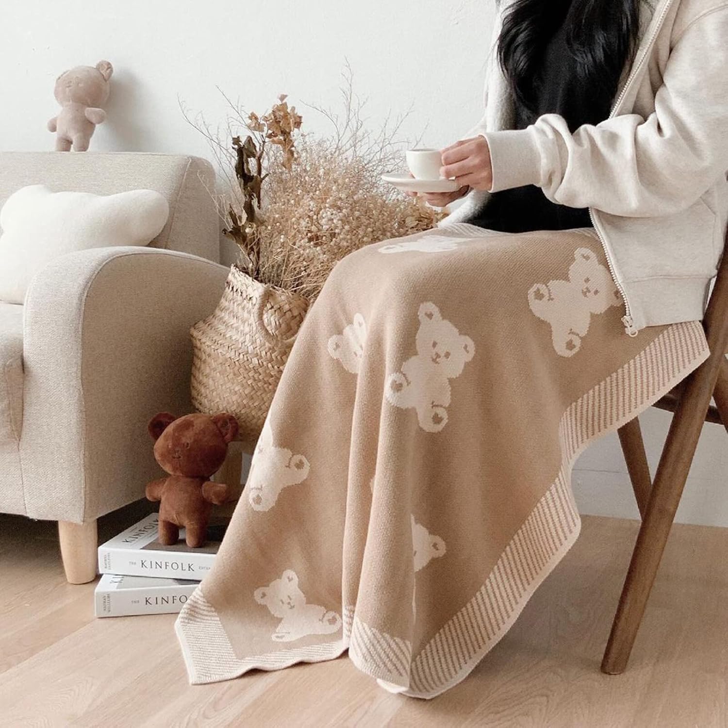 Yuehuam Baby Blanket Knitted Bear Soft Cotton Blanket for Infants Toddler Boys and Girls Size inches, 30 x 40 inch, Small Bear