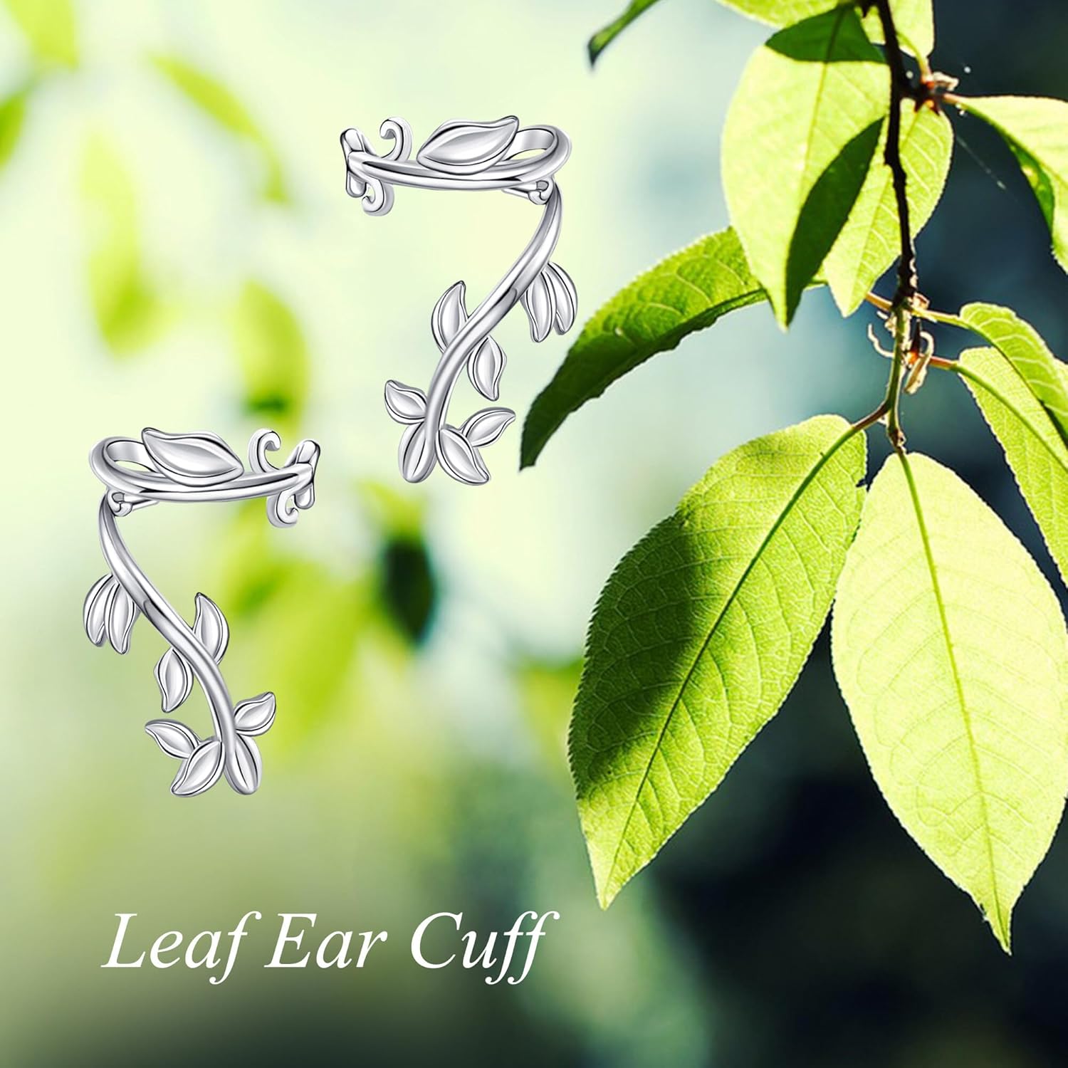 Leaf Ear Cuff Earrings Sterling Silver Leaf Cuff Earrings Non Piercing Clip on Cartilage Mother's Day Jewelry Gifts for Women - Image 6