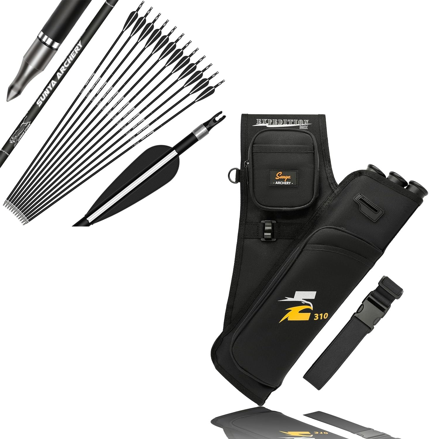 SUNYA R310Black arrow quiver + 12pcs arrow set L5HB-A