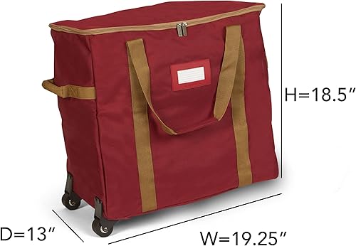 Vista 31 de Covermates Keepsakes Rolling Treasurekeeper Storage Bag - Carrying Handles, ID Window, Dual Wheels - Holiday Storage, Green