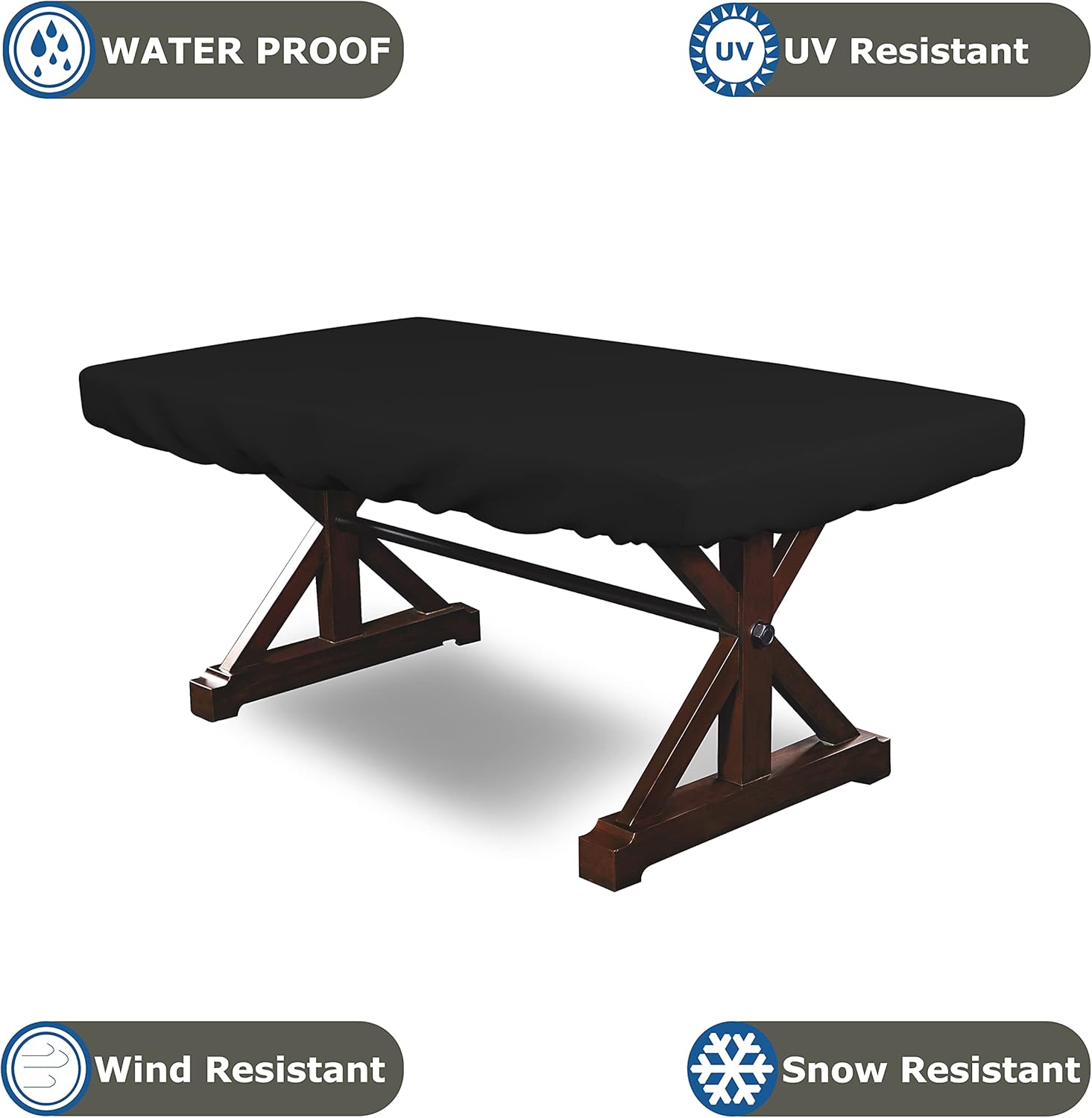 Covers & all Poker Table Cover 12 Oz Waterproof - 100% Weather Resistant Outdoor Game Table Cover with Elastic at 4 Sides (84" W x 42" D x 8" H Inches, Black)