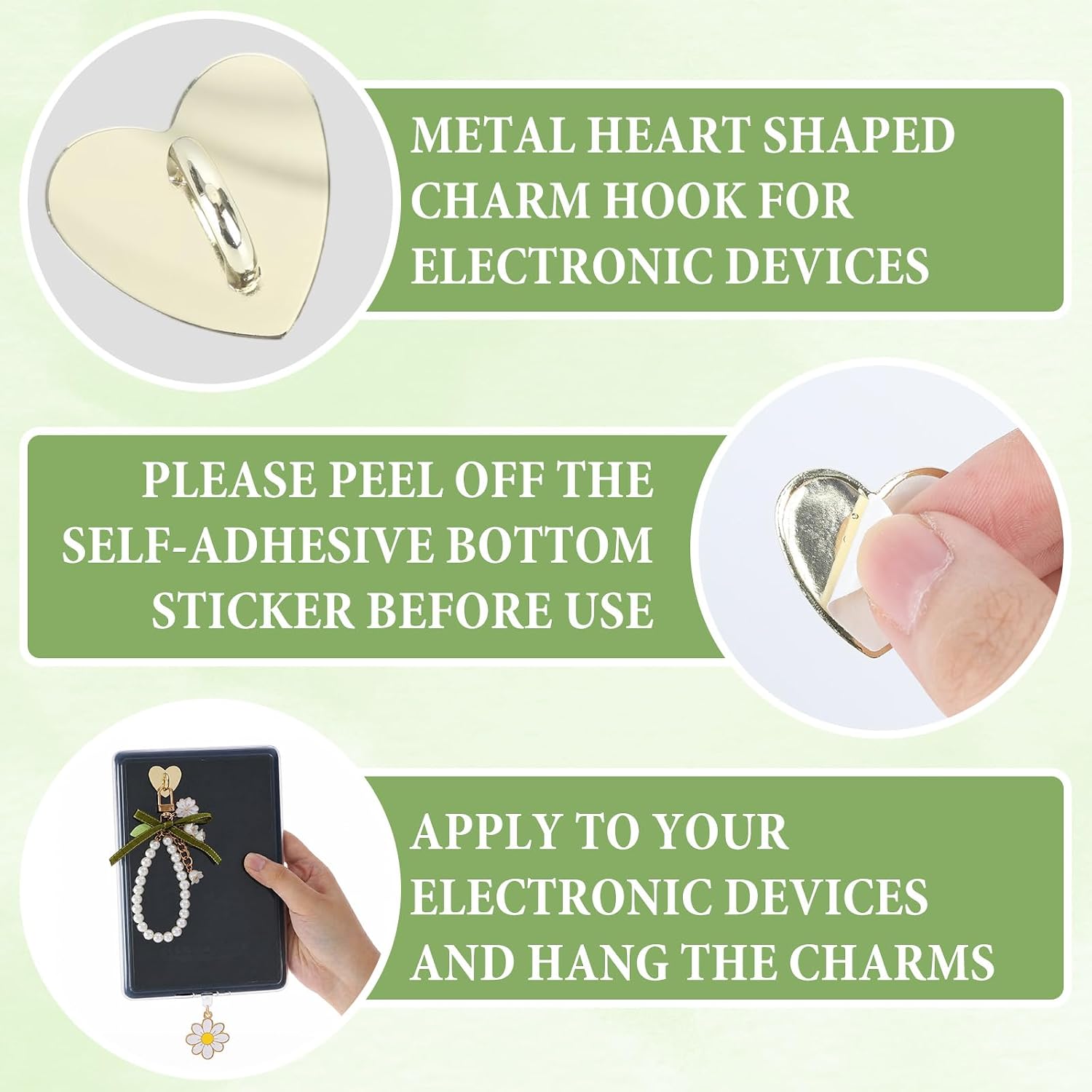 5Pcs Chain Charm Set for Kindle - Green Lily Flower E-Reader Bracelets with Type-C Dust Plugs, Decorative Accessories for Kindle Paperwhite, Coquettte Bookish Aesthetic for Women
