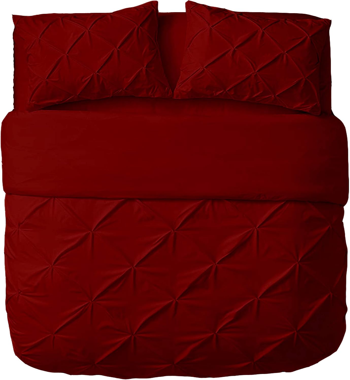 Rico Bedding| | 100% Pure Cotton| Pinch Type Stitched Duvet Cover. Solid Colors, Pinch Textured| 1 Pinch Duvet Cover| Full/Queen|Burgundy