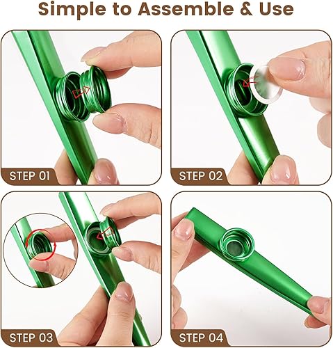 Vista 8 de LovesTown Kazoos Instrumentos Musicales, 6 Piezas de Kazoos de Metal con Flauta para Niños, Regalo, Favor de Fiesta, Relleno de Bolsa de Regalo