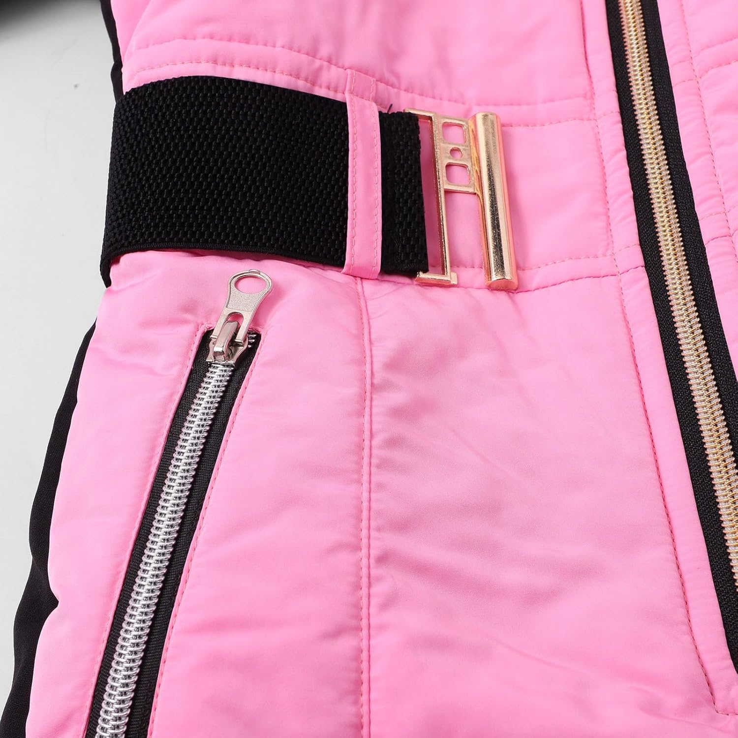 Girls Winter Onesie Slim Skisuit Jumpsuits Outdoor Sports Waterproof Windproof Snowsuit Removable Faux Fur Collar Coat