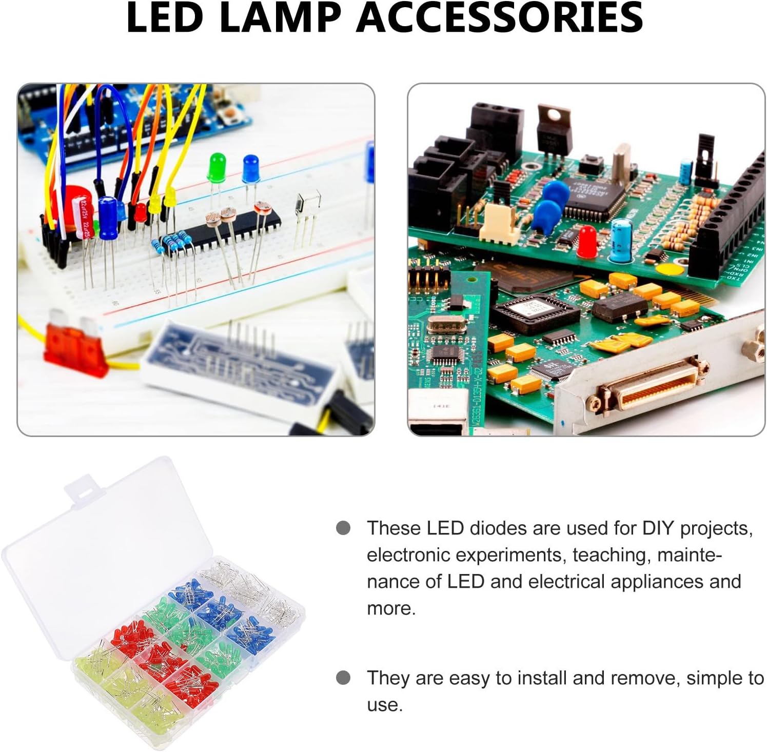 GANAZONO 500 Pcs LED Light Beads Kit with Creative LED Diodes, Simple to Use and Lightweight Plastic Lamp Accessories for Electrical Experiments and DIY Projects