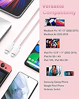 Vista 5 de Paquete de 2 cables USB C a USB C de 100 W - Cable de carga rápida para iPhone 15 Pro Max/Plus Samsung S23 iPad Pro iPad Air/Mini MacBook Pro/Air