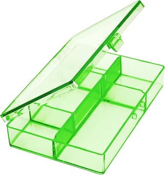 Mini 5-Grid Plastic Storage Box for Beading and Diamond Painting. Green Countertop or Drawer Storage for Beads, Nail Art, Jewelry Hardware and Supplies