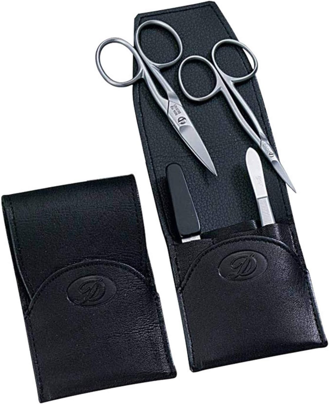 Dovo 4 Piece Manicure Set Cowhide Leather For Men - Black