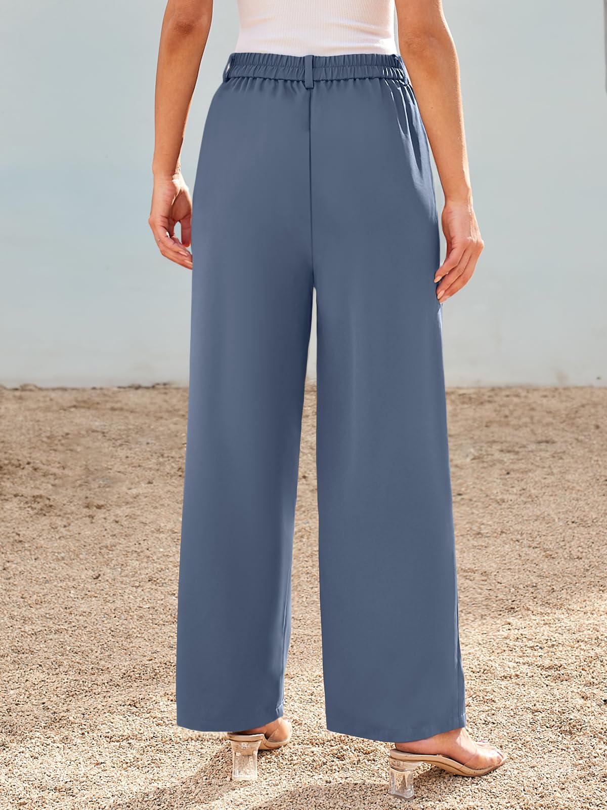 LILLUSORY - Pantalón de vestir de pernera ancha para mujer, tiro alto.