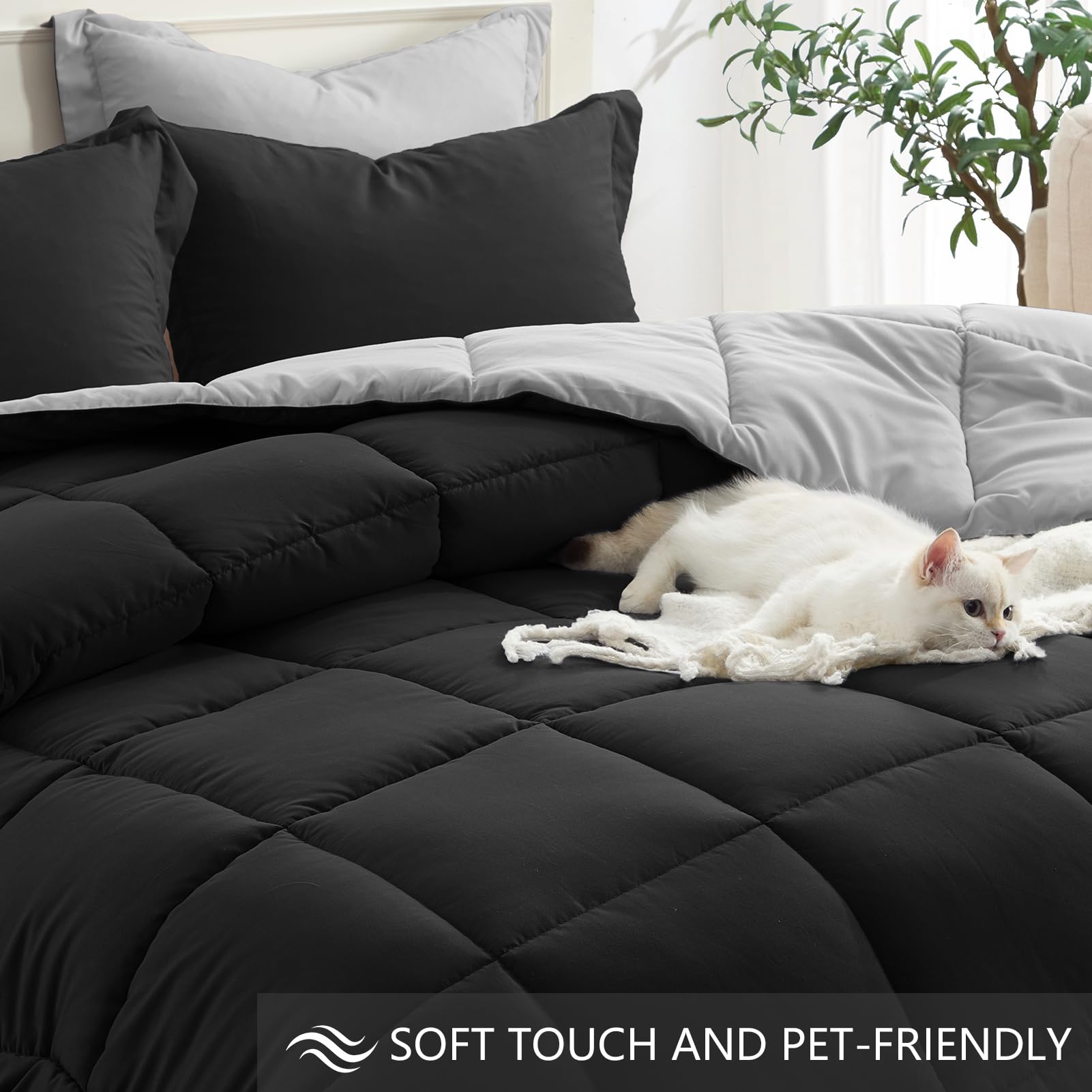 Amazon｜Homelike Moment キングサイズ 掛け布団セット ブラック