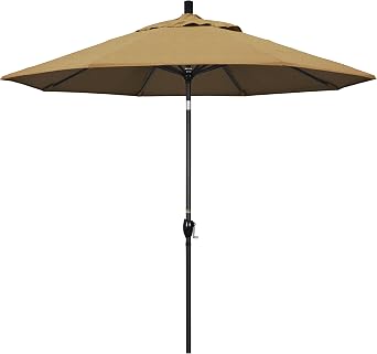 California Umbrella GSPT908302-5429 9 Round Aluminum Market, Crank Lift, Push Button Tilt