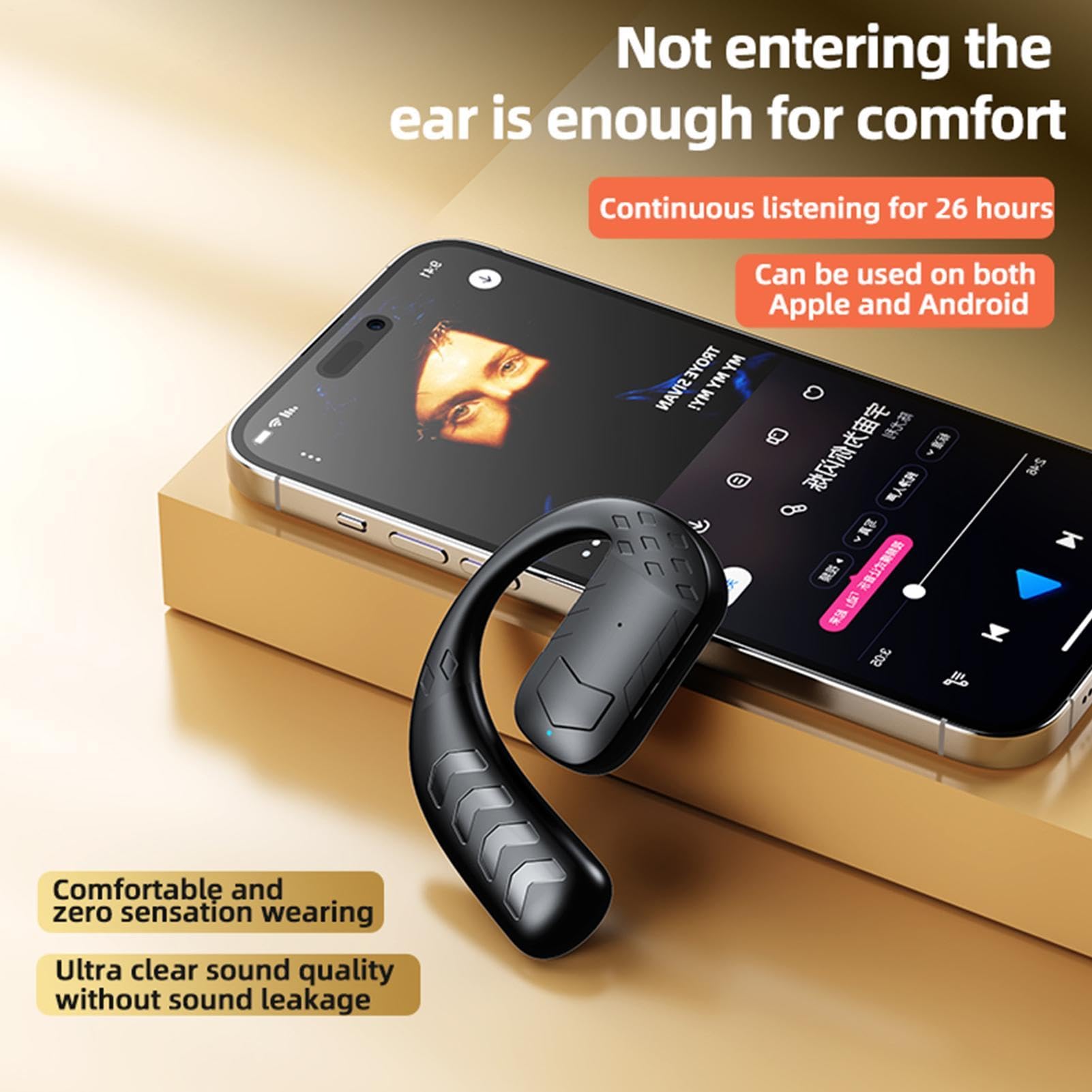 Casque sans fil à oreille unique - Casque confortable et sécurisé pour une communication mains libres