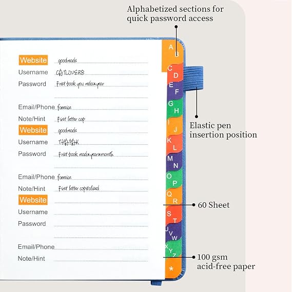 Password Notebook Pocket Log Record Notebook | Password Website Logins Account Details Address Organizer Compact Pocket Journal Personal Internet Credentials Tracker for