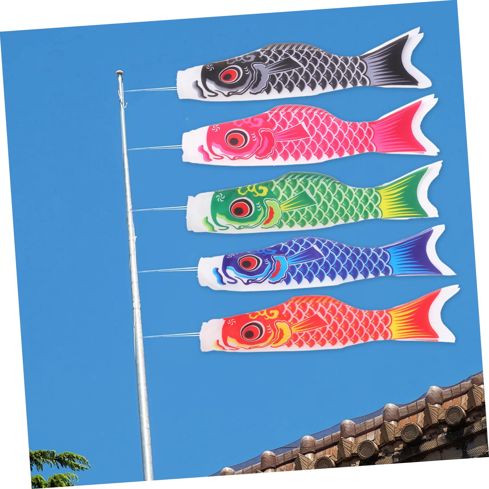 4 Set Di Grandi Banderuole A Forma Di Carpa Giapponese Per Giardino Ristorante Barbecue Banderuola Unica Materiale 5 Pezzi*4