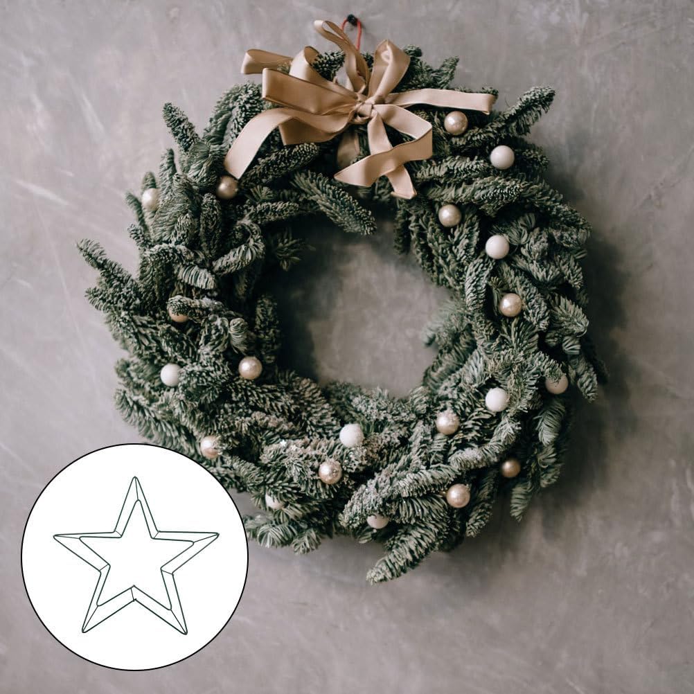 DOITOOL Star Wreath Frame,11.8 Inch Christmas Metal Wire Wreath,Star Shaped Rings,Floral Crafts Hoops for Xmas Birthday New Year Wedding Decorations
