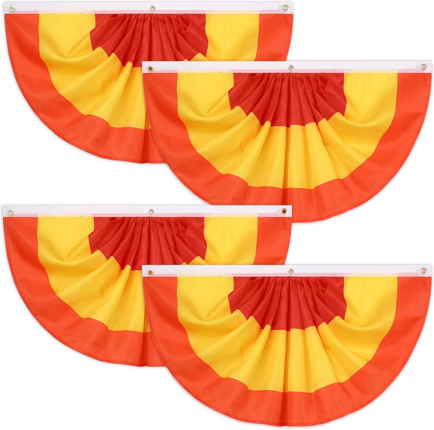 VitalCozy 8 Pcs Fall Thanksgiving Pleated Fan Flags 3 x 1.5 Feet Orange Red Yellow Stripe Pleated Flag Buntings for Outside Half Fan Banners for Autumn Thanksgiving Indoor Outdoor Holiday Parade Decor