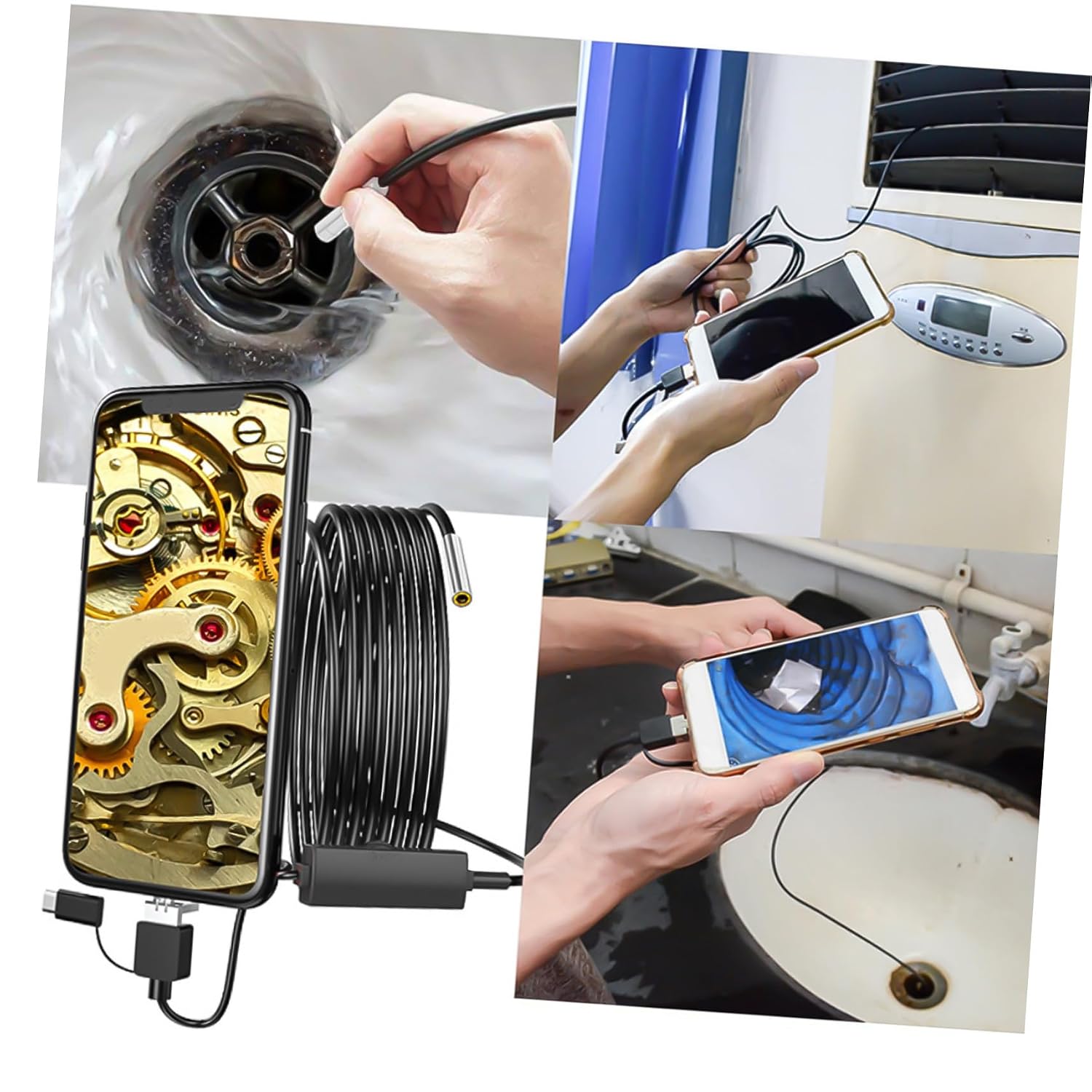 1pc Handheld Borescope Camera Hd Snake Inspection Camera for Pc Phone Laptop